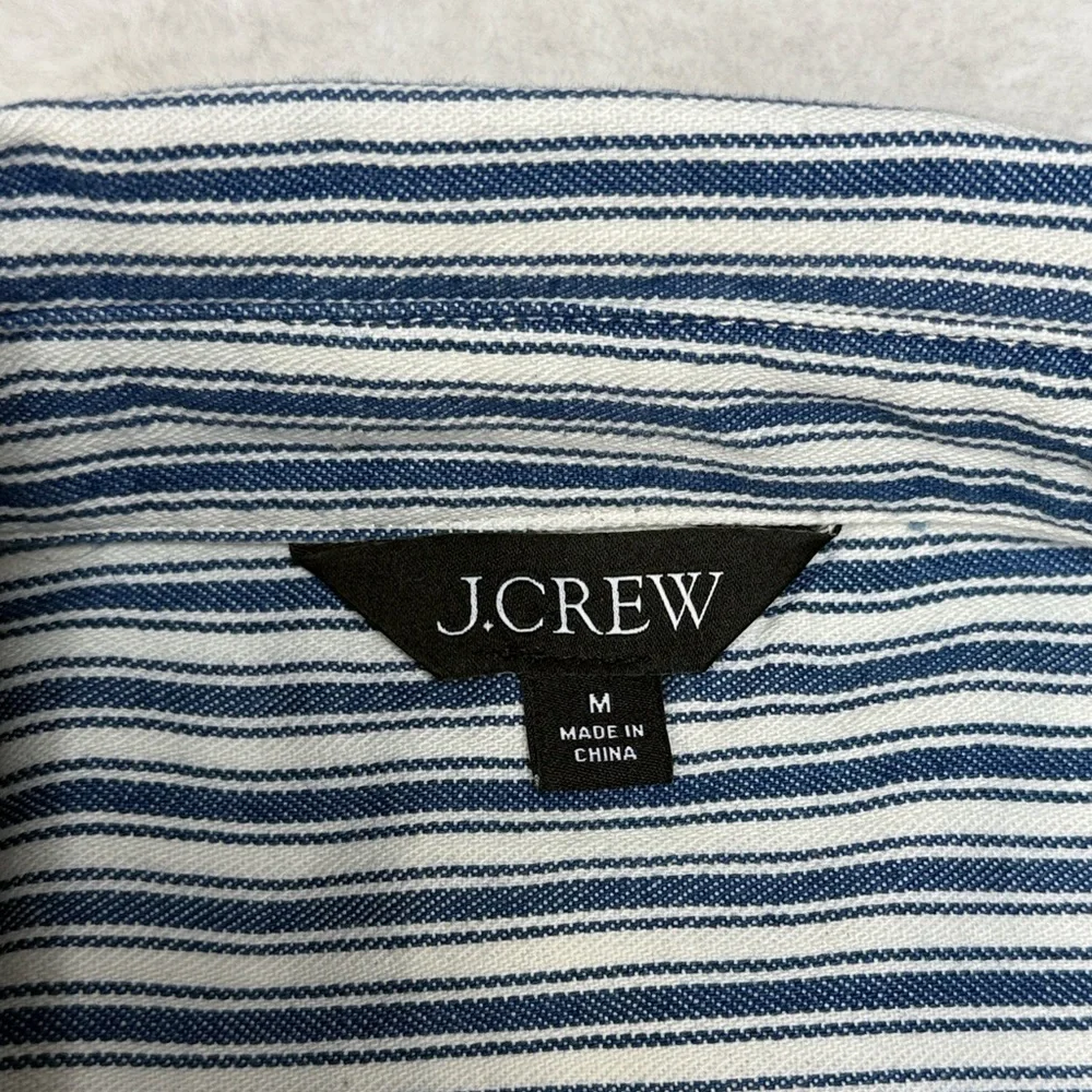 J‎ Crew Cargo Button Up Railroad Stripe Shirt Jacket M Shacket Heritage Utility